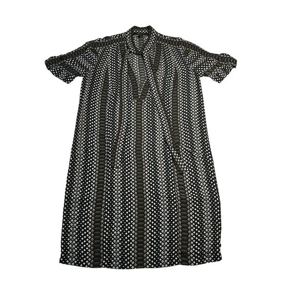BCBG Maxazria Snake Print Neck Tie Knee Length Dress Size Small Trendy Edgy - Picture 1 of 10